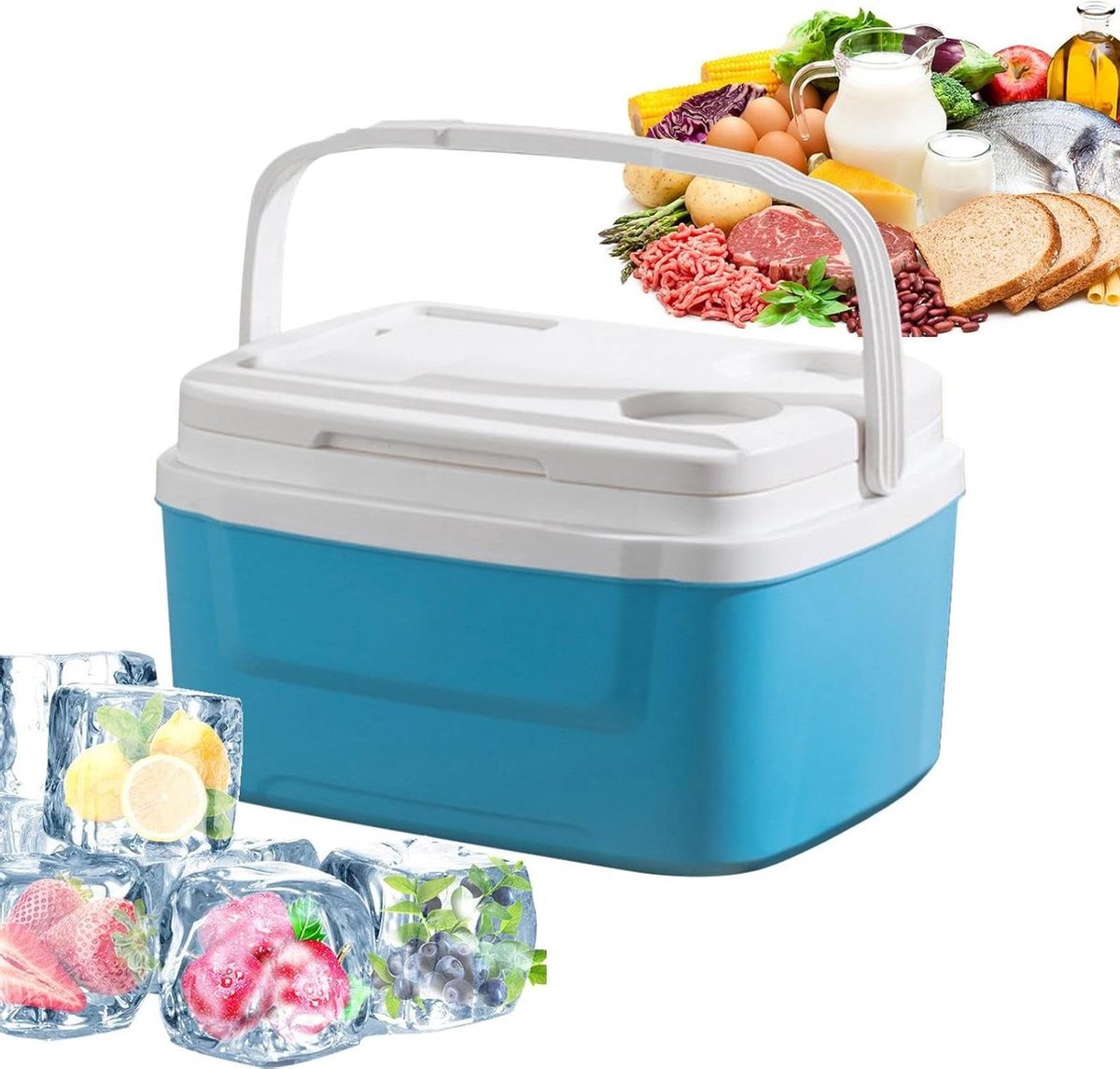 Koeltas Auto - Outdoor Koelbox - Dranken Koelen - Ruimtebesparend Ontwerp - 8 Liter - Blauw
