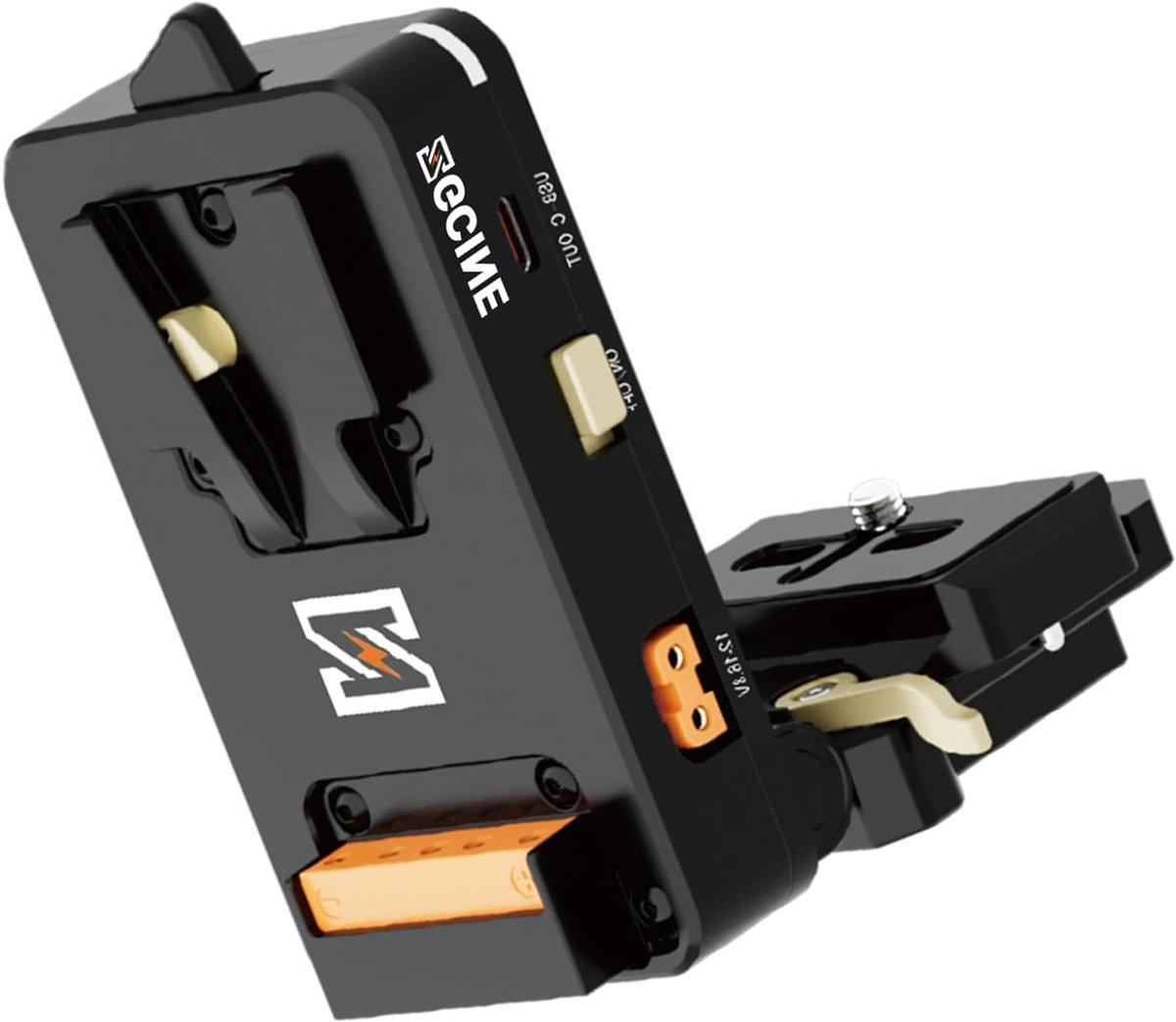 V-Mount Camera Batterijplaat met Snelle Wisseladapter, USB-C PD Uitgang, Arca-Swiss 38mm Plaat en 90° Draaibaar Ontwerp voor Gemakkelijke Opslag