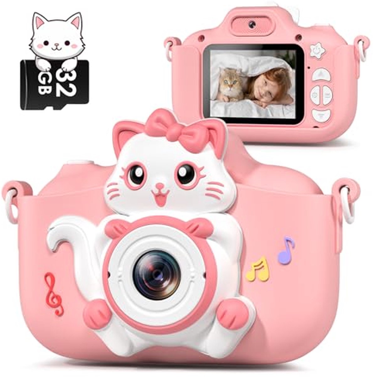 Gofunly Children's Camera Digital Camera with 2.0 Inch Screen, 1080P HD 20MP Built-in 32GB SD Card, Selfie Camera, Camera for Children 3-12 Years Old, Birthday Gift