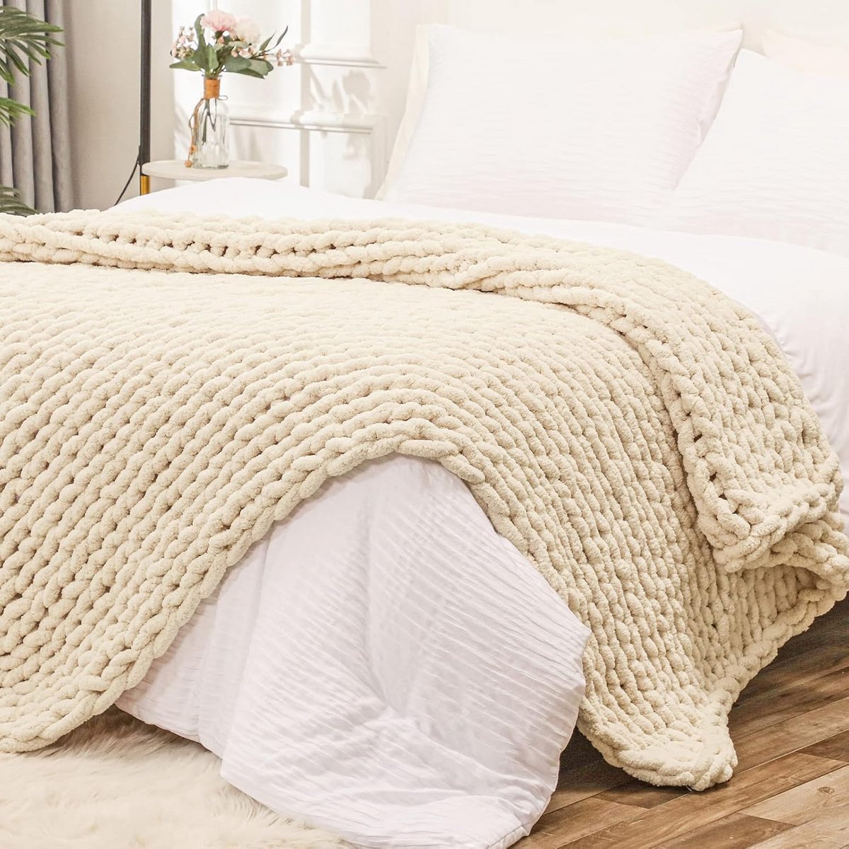Extra Dikke Grof Gebreide Plaid 152x203 cm - Zachte Chenille Deken voor Bank en Bed