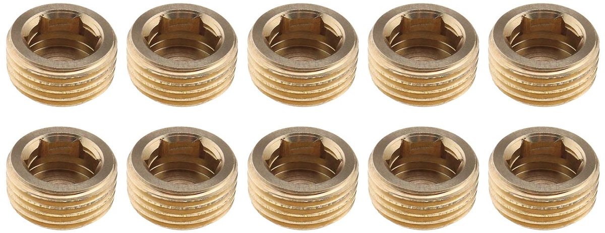MTTproducts - 10 x Buitendraad Binnenschroefdraad - Messing Adapter - Goudkleurig - Zeskant Kop - Verbindingsstuk - Geschikt voor Zonnewaterleiding - 1...