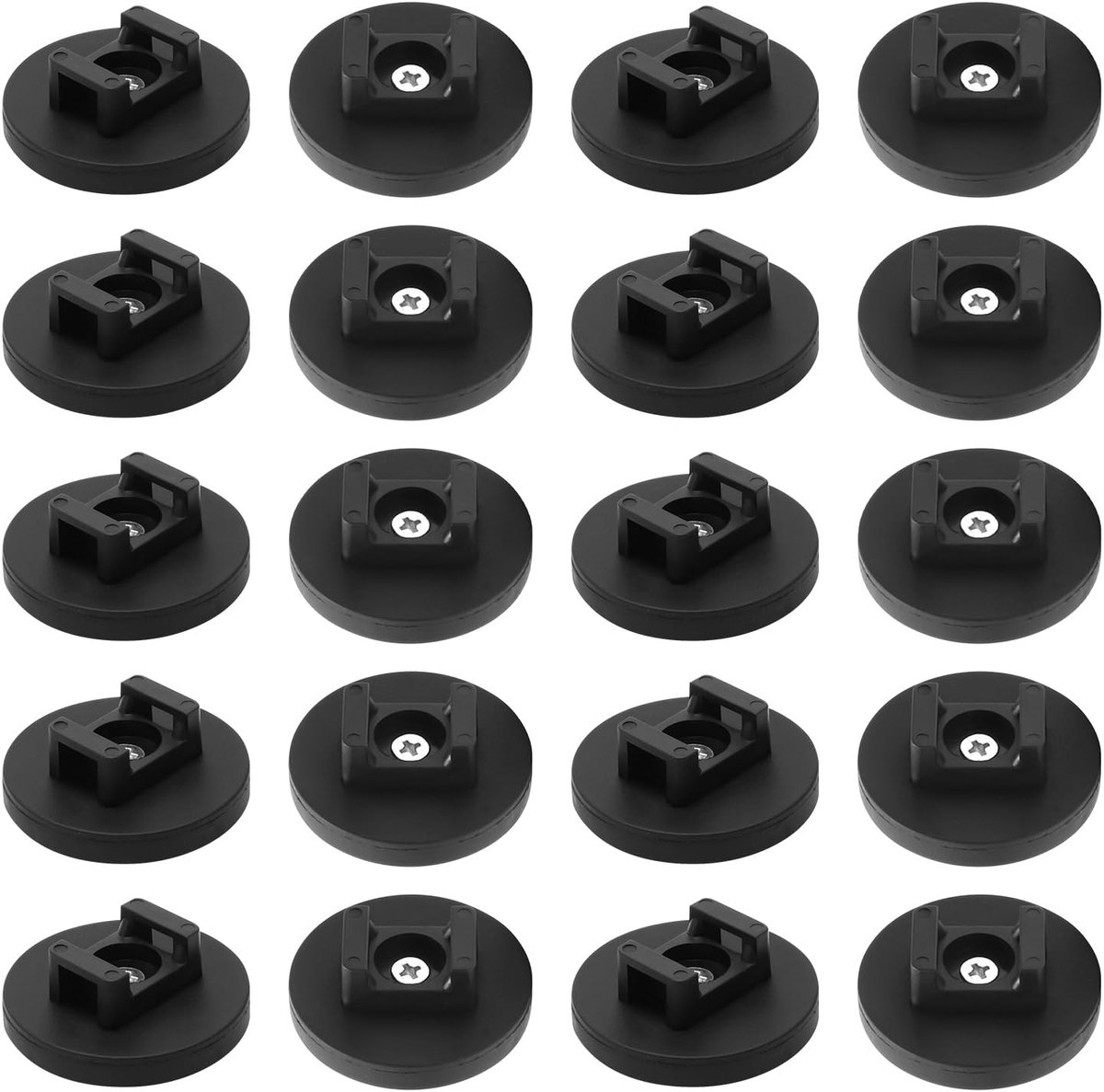 MTTproducts- Magnetische Kabelhouder 20 Stuks - 43mm Basis - Organisatie - Kabelbeheer - Schokbestendig - Antislip - Tot 8.5kg Belastbaar - Kabelorganizer