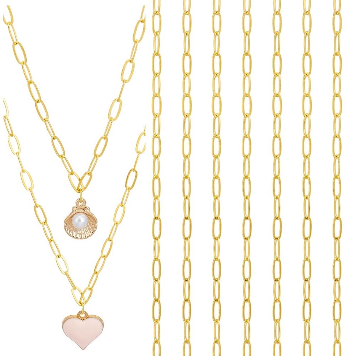 MTTproducts- Paperclip Ketting 25 Stuks - Gouden Sieraden Ketting - Messing Ketting - DIY Ketting Accessoires - 45 cm Lang - Duurzaam Materiaal - Sieradenketting