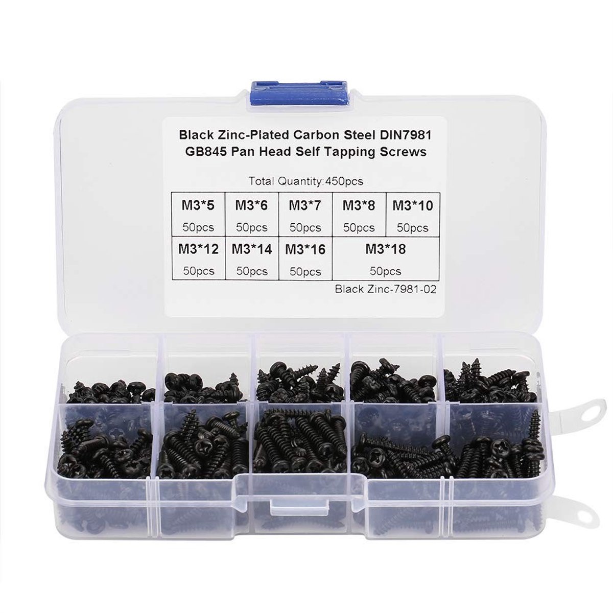MTTproducts- Zelftappende Schroeven 450 stuks - Schroevenset - Koolstofstaal - Pan Hoofd - Hoge Hardheid - Voor Hout/Zacht Metaal