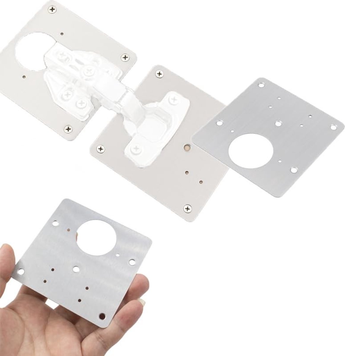 MTTproducts- Scharnierreparatieborden 4 Stuks - 2-in-1 Ontwerp - Bevestigingsbeugels - Roestvrij Staal - Geschikt voor Kast/Deur - Inclusief Schroeven - Reparatieplaten