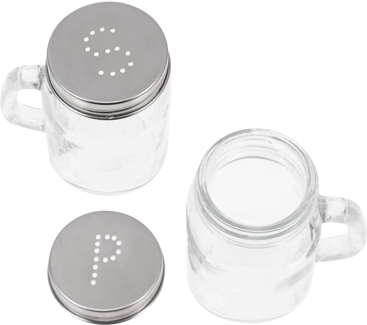 MTTproducts- Honingpot - 2 Stuks - Voedselveilig Materiaal - Duurzaam - Glazen Handgrepen - Metalen Deksels - Geschikt voor Specerijen - Kruidenpot