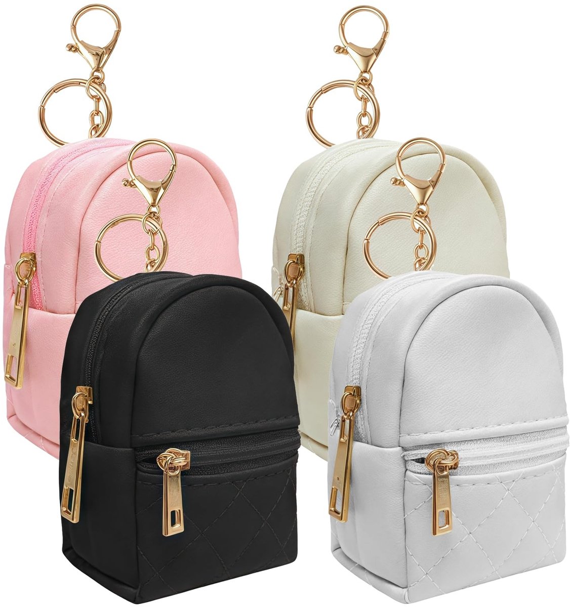NTH products- Sleutelhanger Rugzak - 4 Stuks - Make-up Tas - Mini-Rugzak - PU Lederen Muntenportemonnee - Waterdicht - Praktisch en Decoratief - Make-uptas