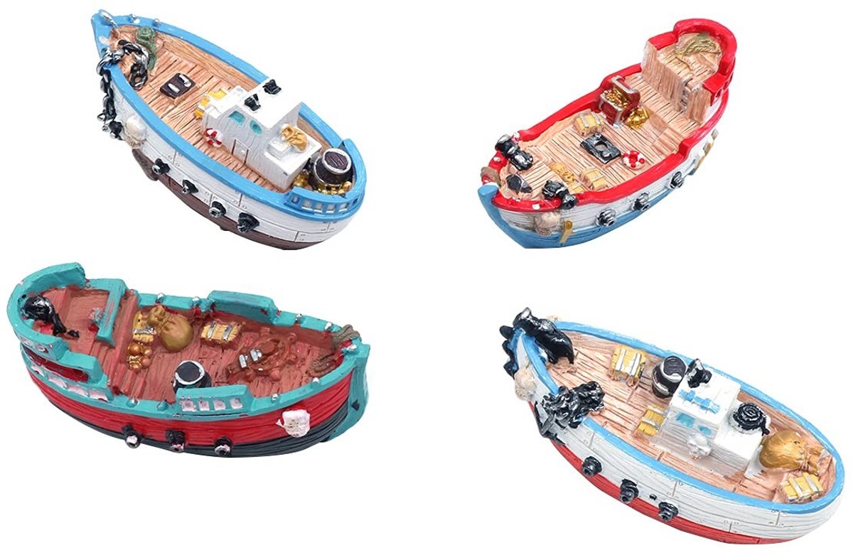 MTTproducts - Set van 4 Piratenschip Decoraties voor Aquarium