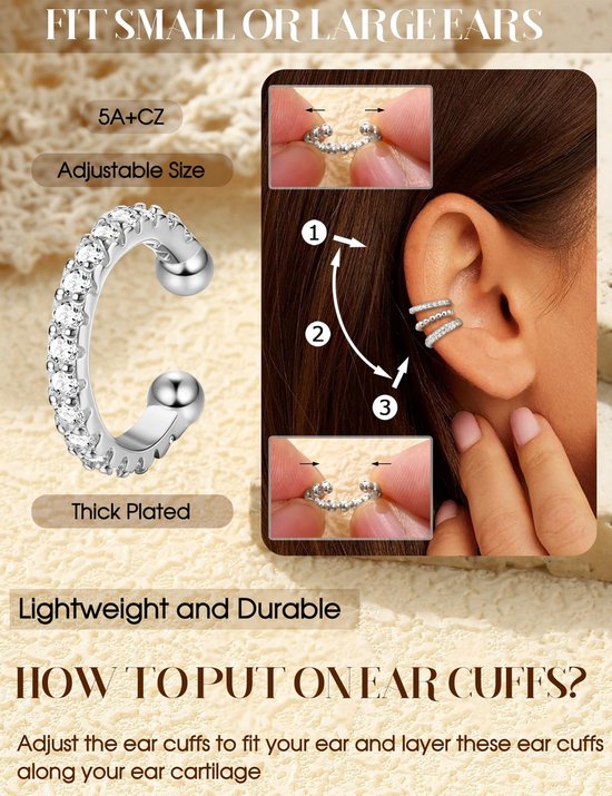 MTTproducts- Oorbellen Dames - Zilveren/Gouden Oorbellen - Oorklemmen Zonder Gaatjes - Verstelbaar - Lichtgewicht - Draagcomfort - Oorclips van mttproducts — afbeelding 4