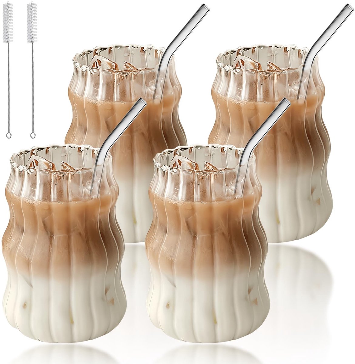 MTTproducts- Latte Macchiato-glazen 500 ml - Dubbelwandige Glazen - Koffiekopjes - Cappuccinokopjes - Inclusief Rietje - Ergonomisch Ontwerp - Koffieglazen