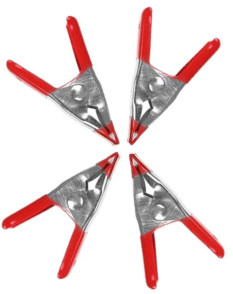 Veerklemmen Set van 4 – Metalen Klemmen met Sterke Veer – Mini Klemmen voor Hout, Hobby, Fotografie en Knutselen