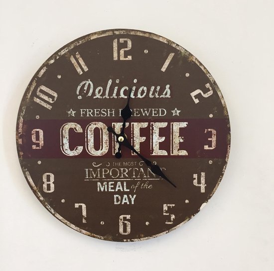 Wandklok Coffee Brown Vintage Industrieel