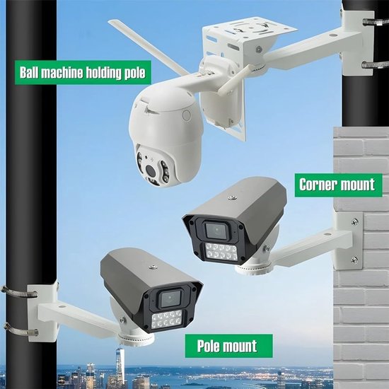 Verstelbare Staunsteun - Camera Beugel - Buiten Camera - Snelle Installatie - 30 x 10 x 8 cm - Wit — afbeelding 4
