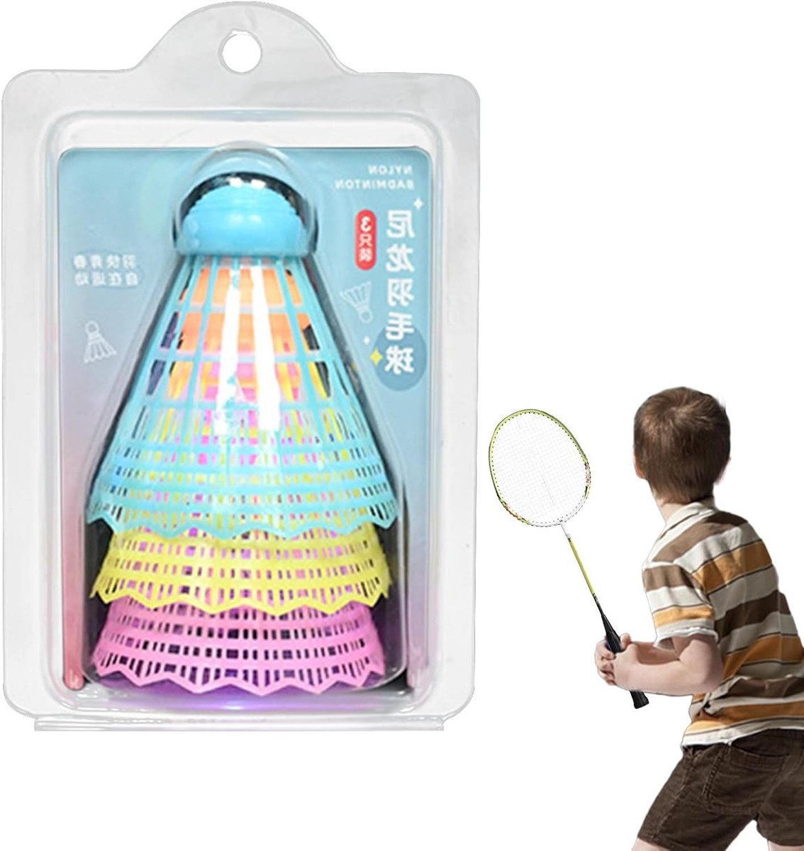 LED Badminton Shuttles - Lichtgevende Vogels - Avond Spelletjes - Hoge Elasticiteit - 3 stuks - Blauw Geel Roze