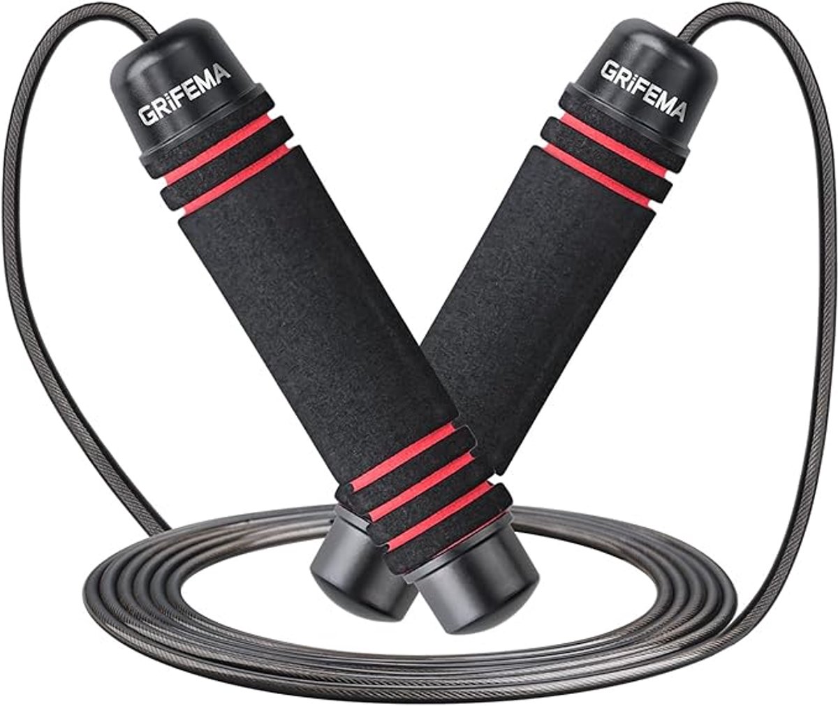 Springtouw 2,8 Meter – Verstelbaar Fitness Springtouw met Antislip Schuimhandvatten – Voor Volwassenen en Kinderen – Cardio, Vetverbranding en Gewichtsverlies – Zwart