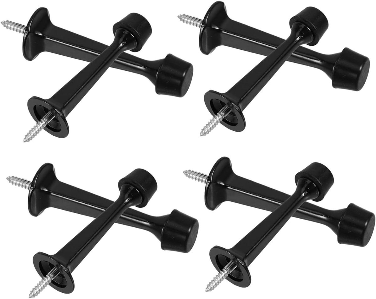 Deurstopper - Deurbuffer Kozijnbeschermer - Muren Beschermen - Zinklegering Constructie - 7.50X2.50X2.00CM - Zwart