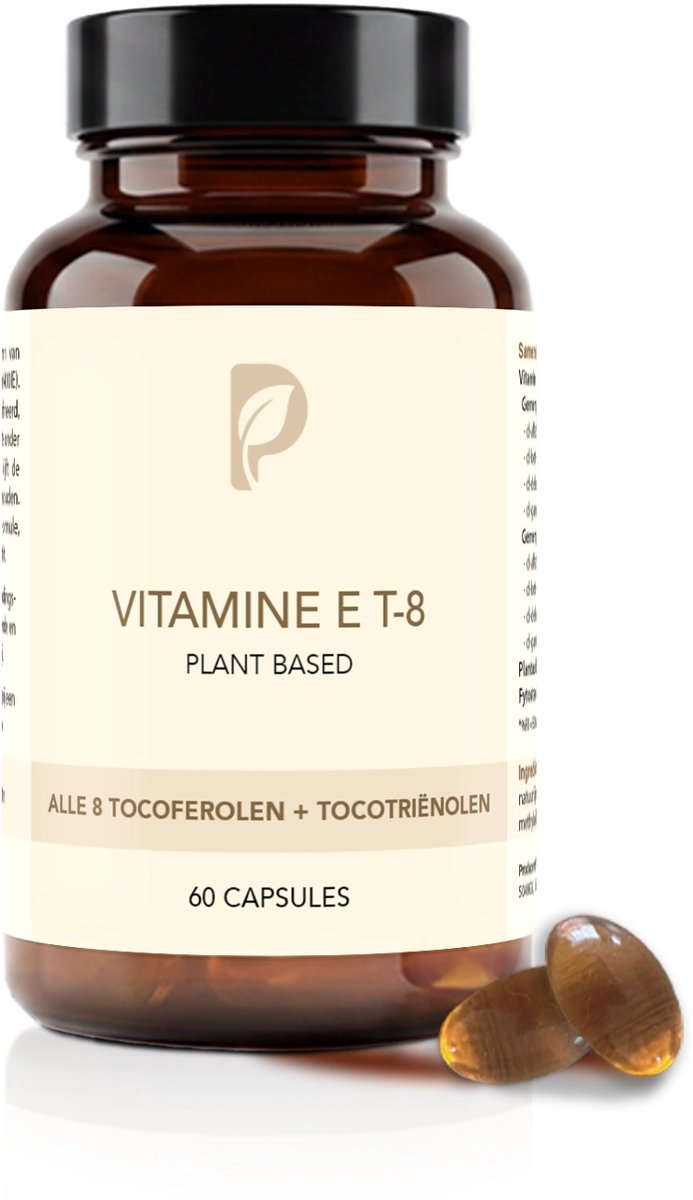 Plant Based Body – Vitamine E – 400 IE – Alle 8 Tocoferolen & Tocotriënolen – Complete Formule E-8 – Ondersteunt Huid en Cellen – 60 Vegan Capsules