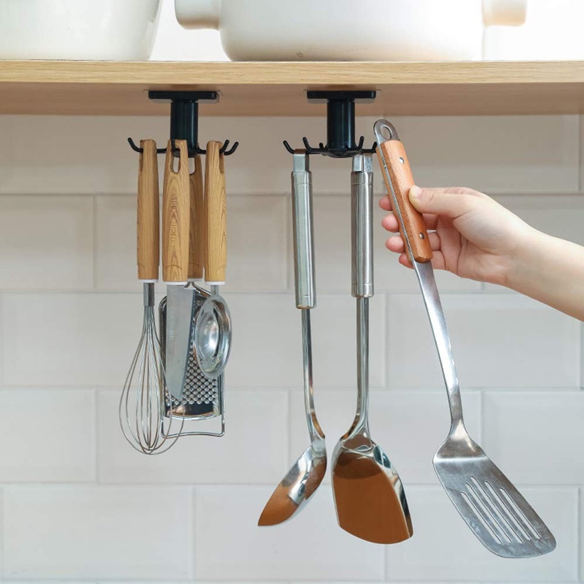 Cosensi- Keukenhaak - Onderkast Hanger - 6 Haakjes - Geen Boren - Herbruikbare Lijm - Tot 2 kg Belastbaar - Keukenrek