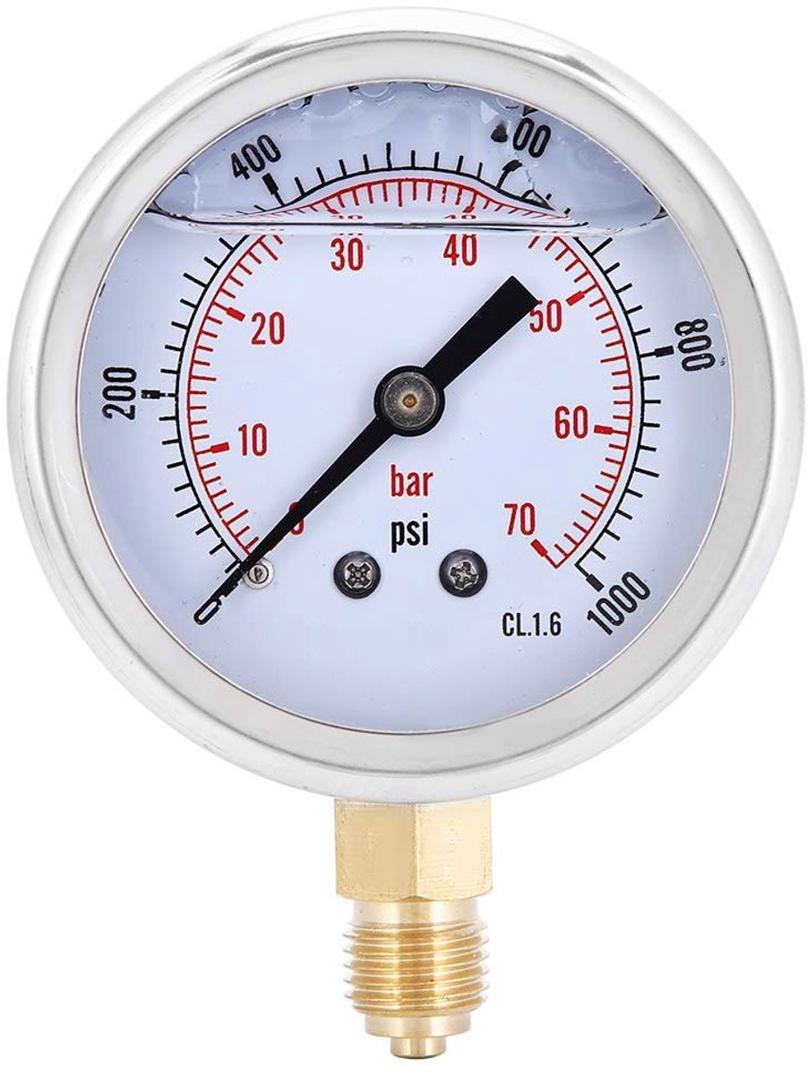 Cosensi - Drukmeter 1/4BSP Y60 - 0-70bar - Huishoudelijk en Industrieel Gebruik - Precisie - Meetinstrument - Geschikt voor Water en Gas - Compact