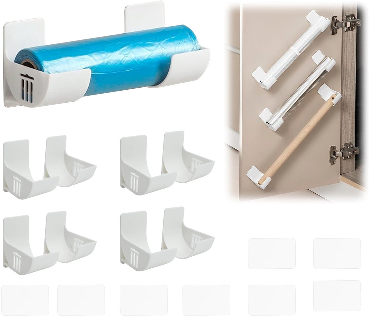 Cosensi- Aluminiumfoliehouder - Hoogwaardige Kunststof - Keukenorganizers - Gootsteen Organizer - Muurbeugel - 4 Sets - Waterdicht en Roestvrij - Keukenorganizer