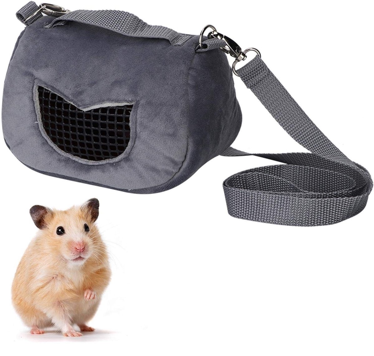 Cosensi- Hamsterdrager Grijs - Huisdier Draagtas - Ademend Flanel - Drie Maten - Comfortabel - Vuilafstotend