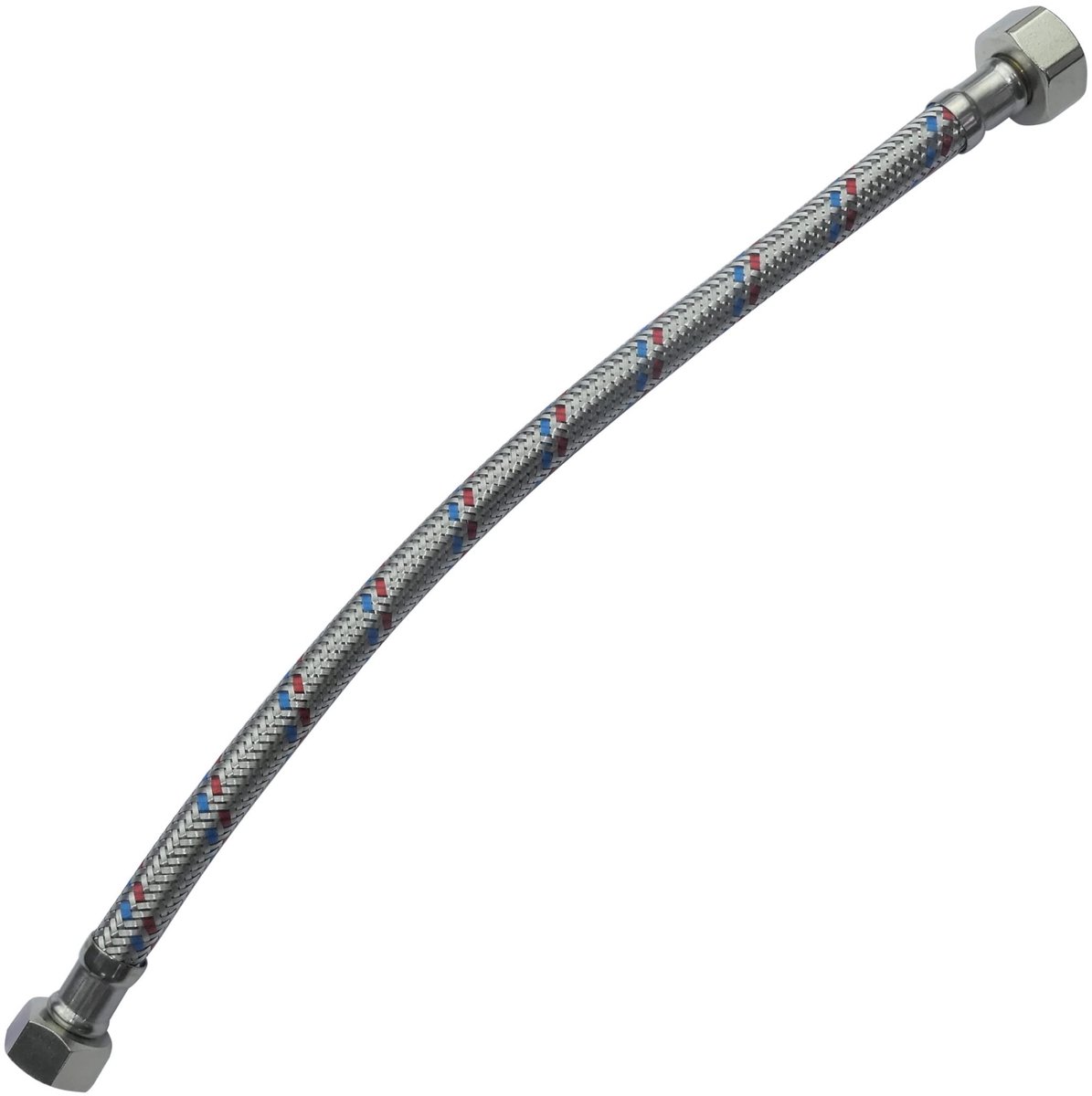 Cosensi- Flexibele Aansluitingsslang 300mm - 1/2 inch/3/8 inch Draad - Rubber/RVS - Max. Temperatuur 90°C - Max. Druk 1 MPa - Doorlaat 32 l/min