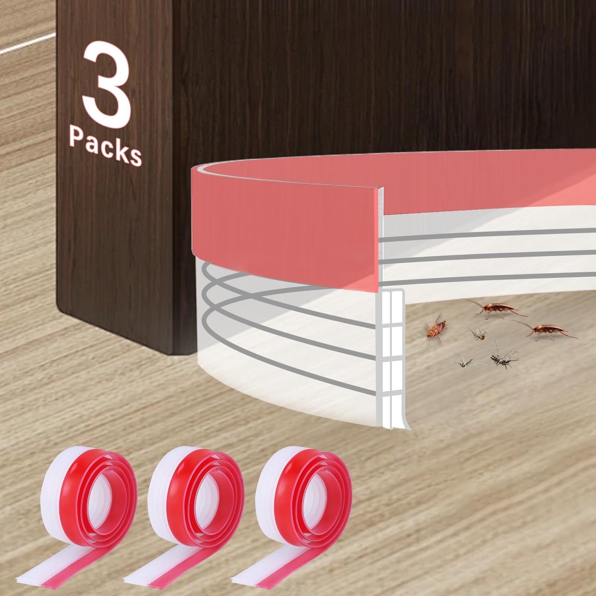Cosensi- Deur Tochtstrip 3-Lagen - Flexibele Sealing Strip - Geluidsisolatie - Winddicht - Waterdicht - Silicone/Acryl 100x5x0.5cm - Tochtscherm