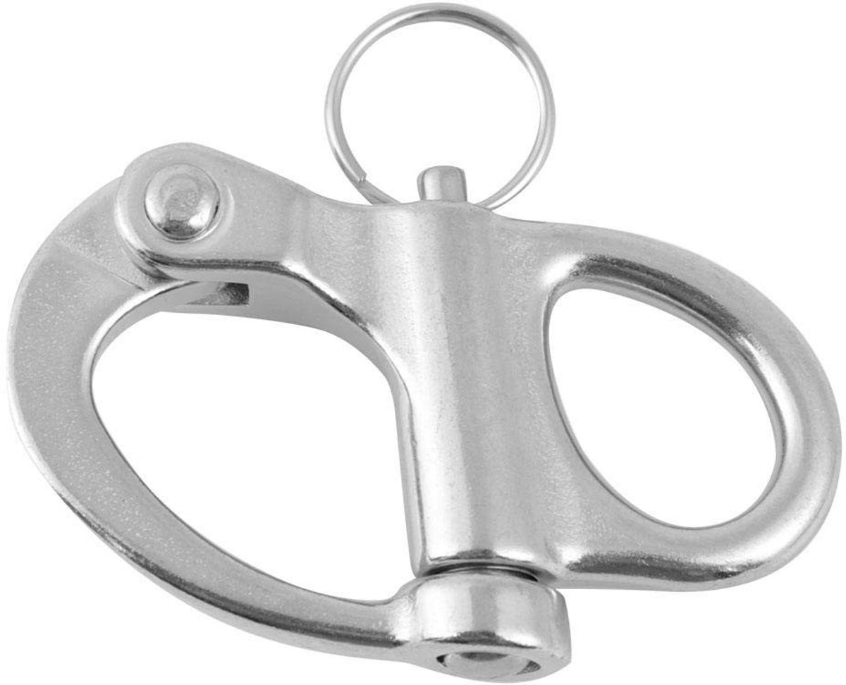 Cosensi- Snap Shackle Roestvrij Staal - Vaste Snelsluiting - Draaibaar - Ronde Ring - Voor Marine/Boot/Caravan - 12 x 52 mm - Kliksluiting