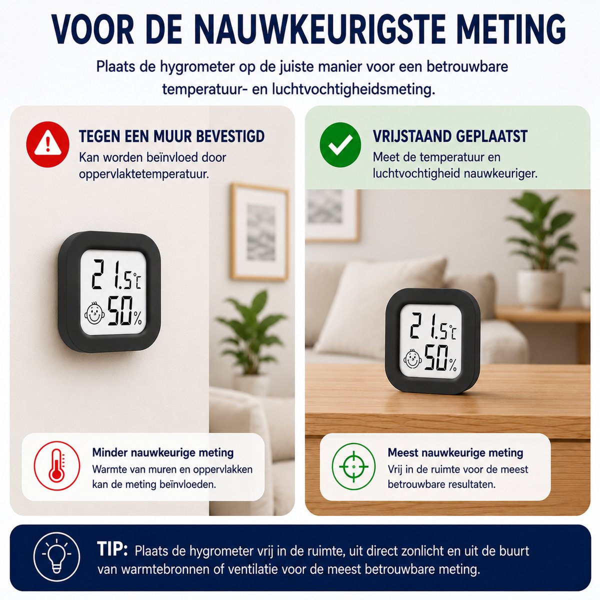 Joybelli® Digitale Hygrometer met Temperatuurmeter – Luchtvochtigheidsmeter voor Babykamer, Slaapkamer en Woonkamer – Inclusief 2 Batterijen — cadeau in Cadeau-ideeën - foto 6