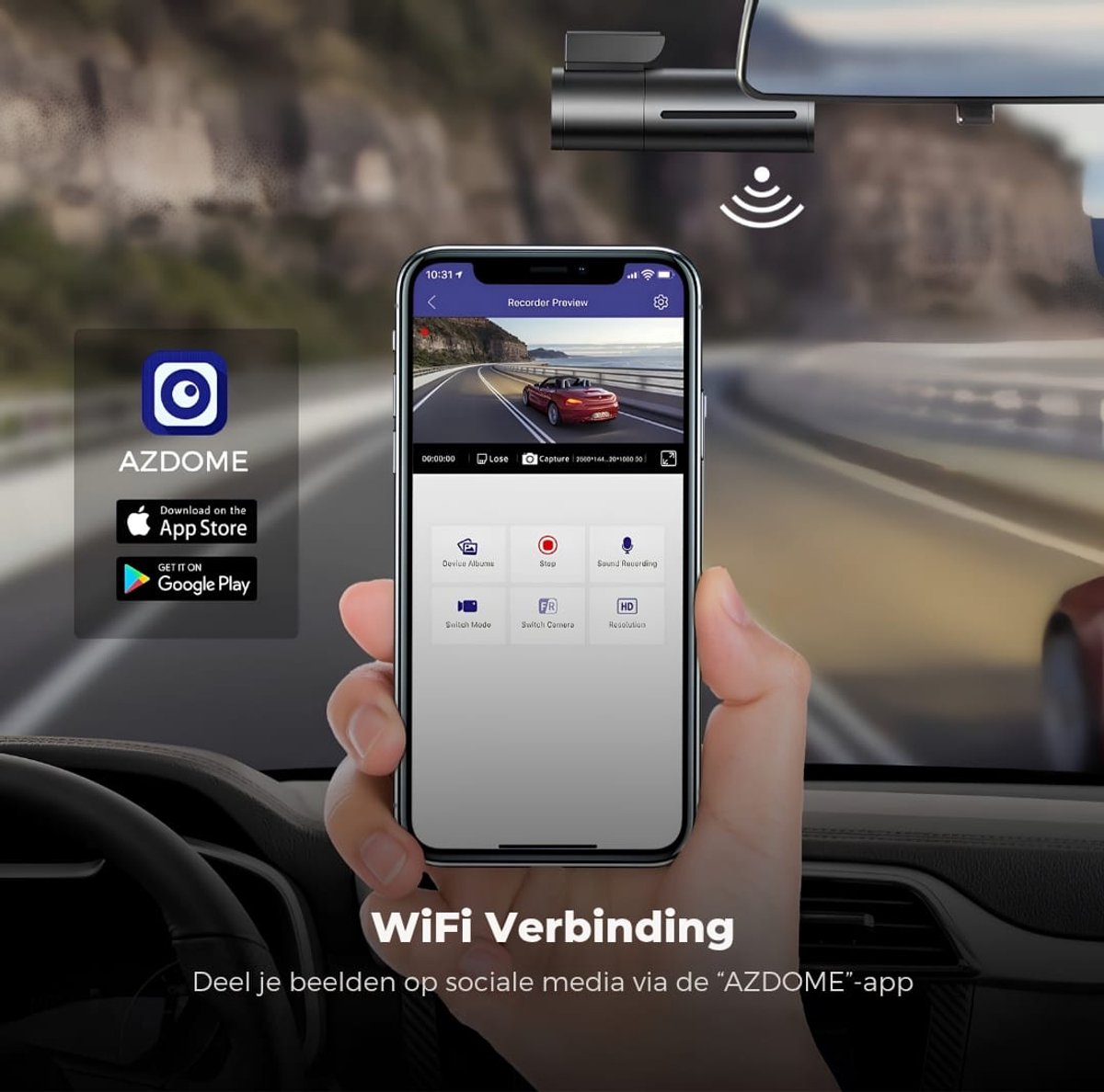 AZDome M300S 2CH Dashcam - GPS, Wifi, Nachtzicht thumbnail 5
