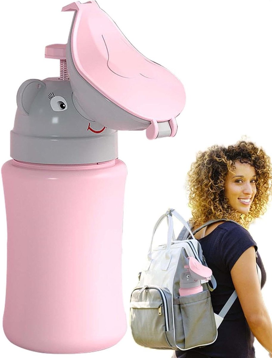 Kind Potty Urinoir - Draagbaar toilet - Reizen en kamperen - Lekvrij ontwerp - 20x12x8 cm - Roze