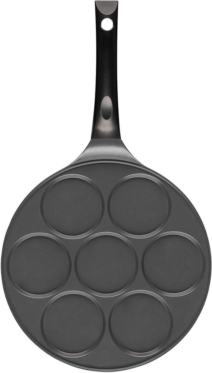 Pancakepan Gegoten Aluminium - 7-gaats pan - Pannenkoeken Bakken - Gelijkmatige warmte - Ø 26 cm - Zwart