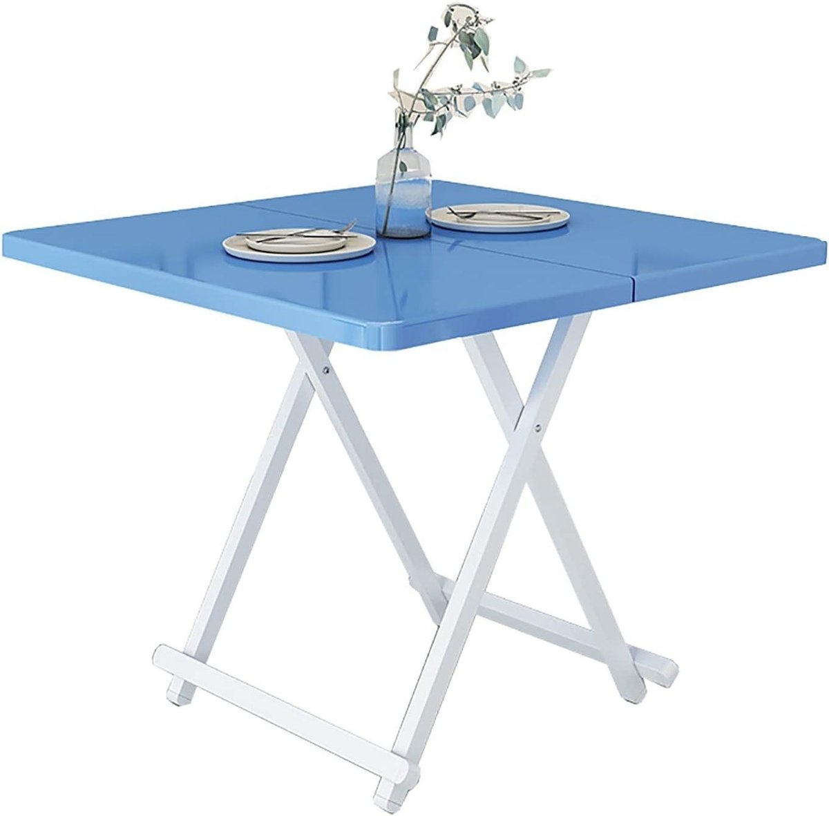 Klaptafel Vierkant - Eettafel Bureau - Compact Werken Eten - Stabiel MDF Staal - 80x80x75cm - Veelkleurig