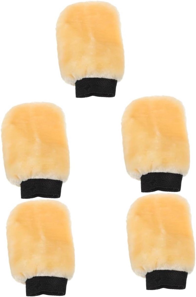 Autowashandschoenen - Reinigingswanten - Auto poetsen - Zacht pluche materiaal - 5 stuks - Beige