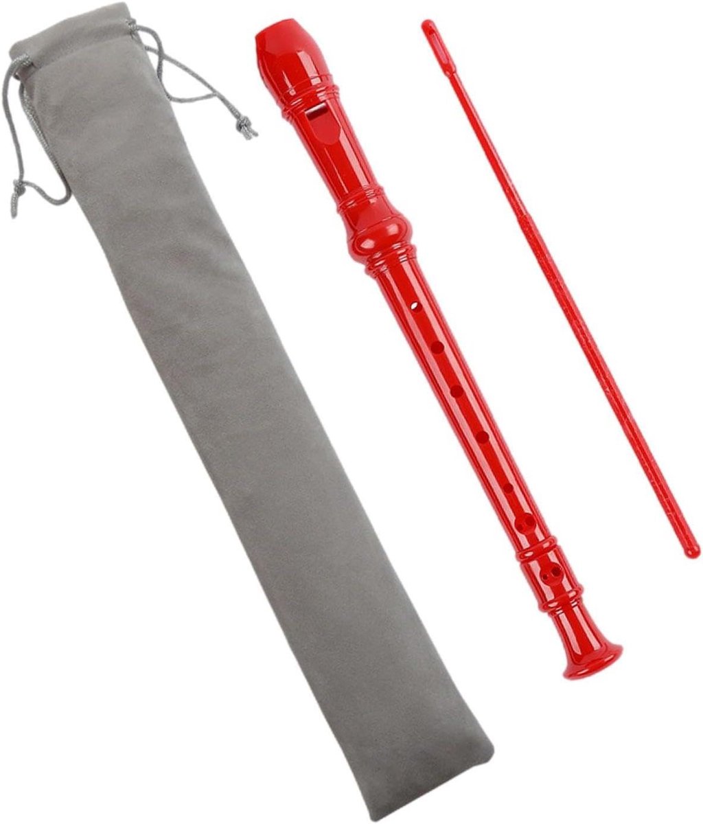 Sopraan Recorder - Houtblaasinstrument Muziekinstrument - Muziek Leren - 8 Gaten - 33 cm - Rood