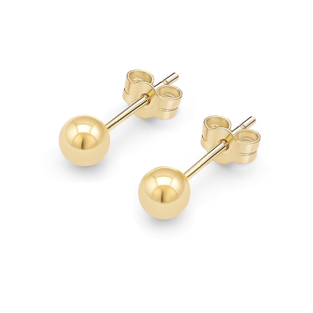 14kt - Geelgouden Oorstuds met Bal Top 5 mm - 0,8 mm Staaf Dikte - 14 Karaat Gouden Oorbellen voor Dames - Klassieke Oorknopjes - Echt Goud (585) - Inclusief Echtheidscertificaat