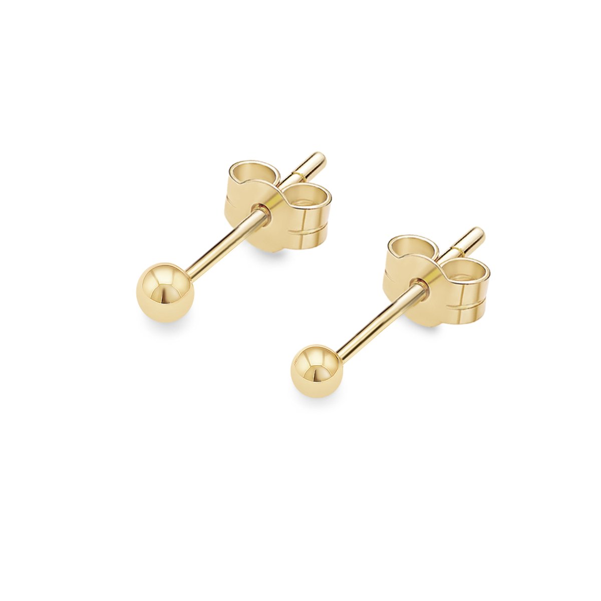 14kt - Geelgouden Oorstuds met Bal Top 3 mm - 0,8 mm Staaf Dikte - 14 Karaat Gouden Oorbellen voor Dames - Klassieke Oorknopjes - Echt Goud (585) - Inclusief Echtheidscertificaat