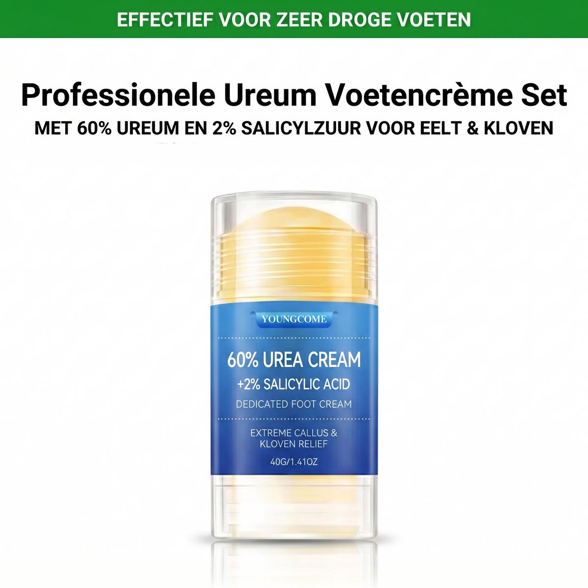 60% Ureum Voetencreme met 2% Salicylzuur – Klovenzalf - Urea Creme voor Zeer Droge Voeten - Klovenzalf
