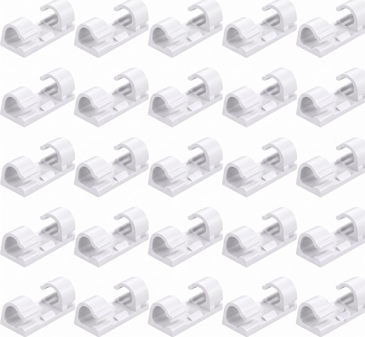 Kabelclips - 20 Stuks - Kabelhouder - Wit - Zelfklevend - Kabelbinder - Kabel organiser - OXILO