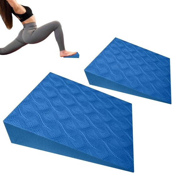 Yoga Wig - Squat blok Foam Wedge - Balans Training - Ergonomisch Schuim - 15x12x5 cm - Blauw — afbeelding 4