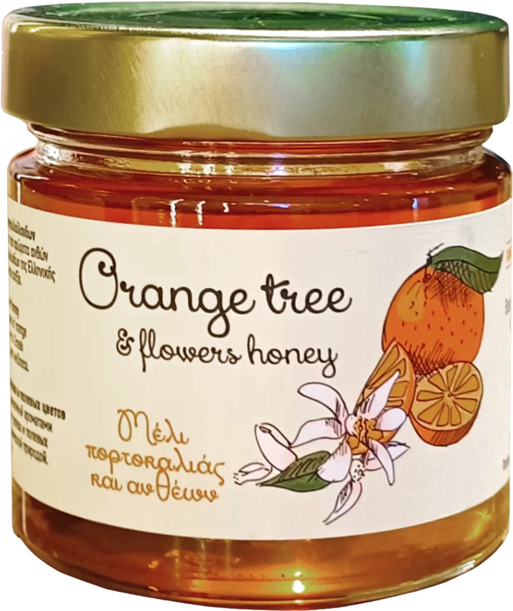 Melissokomiki Dodecanesse Orange Tree and Flowers Honey 250g | Pure Oranjebloesem Honing uit Rhodos – Authentieke Griekse Citrus Honing