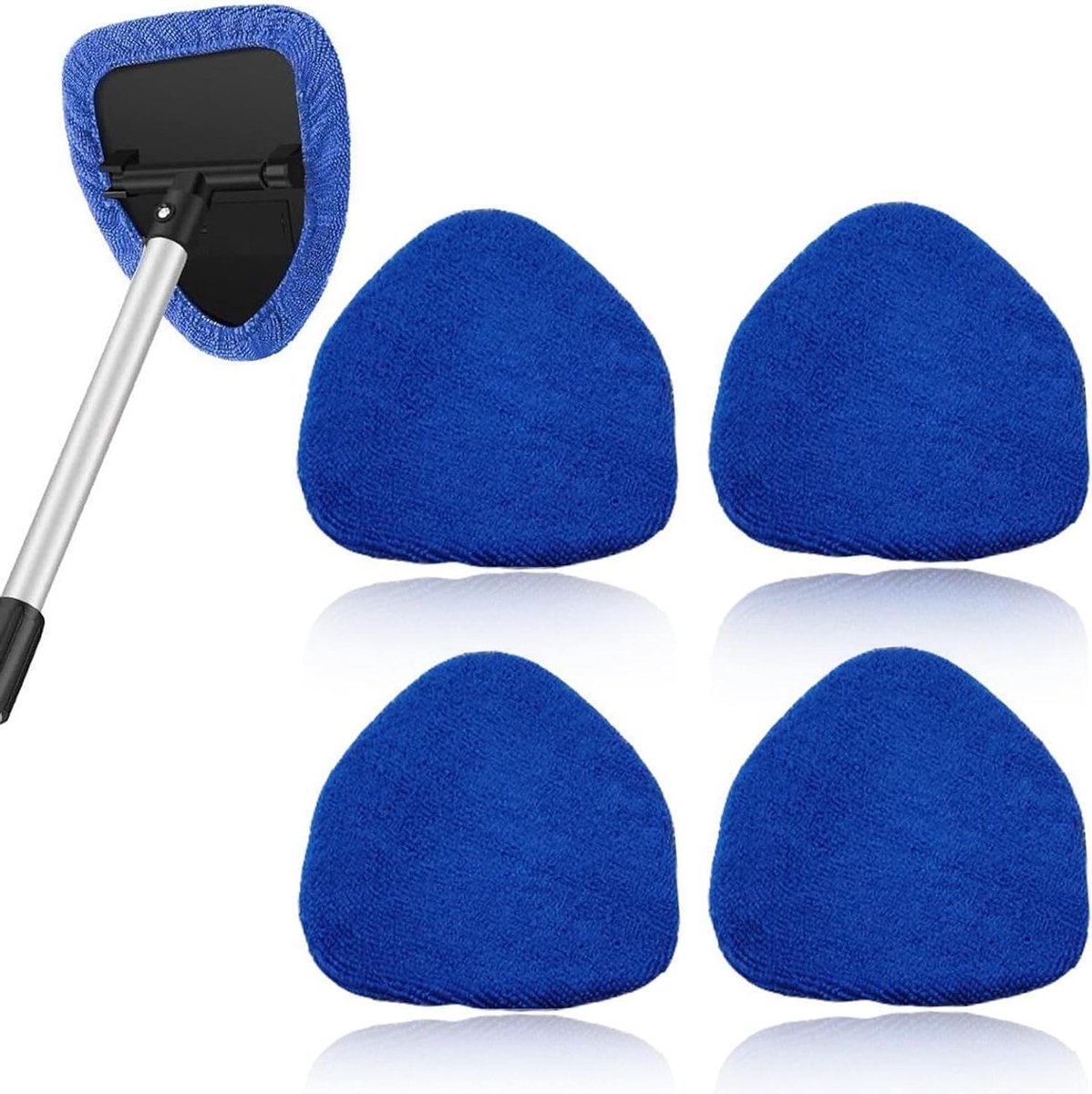 BAUCH Reservehoes voor de auto, set van 4, microvezel ruitenspons, blauw, vervangende hoes voor telescopische ruitenreiniger