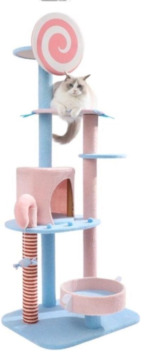 Kattenboom - Krabpaal Toren - Spelen en Krabben - Massief Houten Frame - 60x48x152cm - Niet gespecificeerd