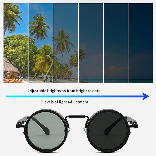 Gepolariseerde Zonnebril met Verstelbare 1-9 Tint - Premium Hars Glazen met UV-Bescherming - Inclusief Hardcase - Unisex Zonnebril voor Autorijden, Reizen & Outdoor - Zwart — afbeelding 3