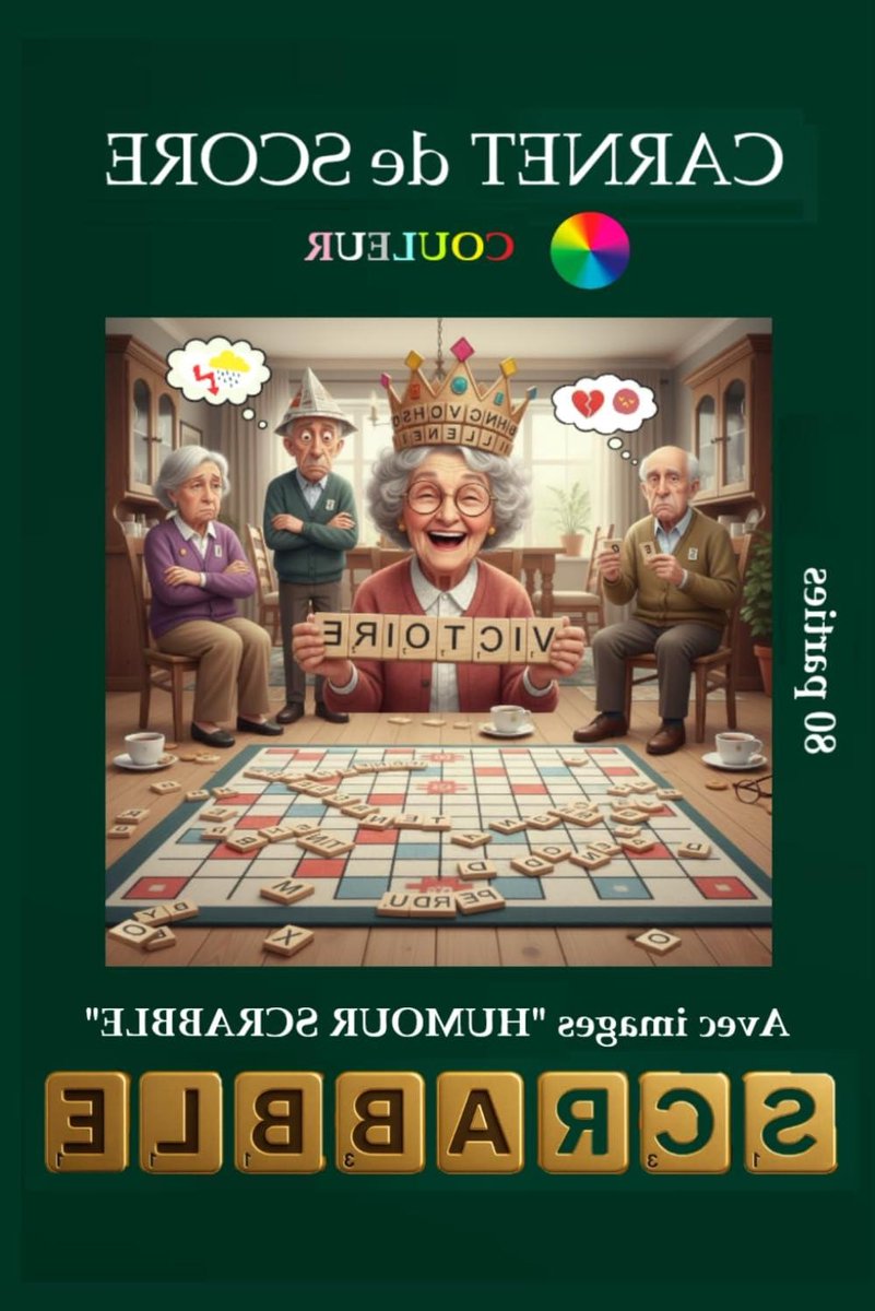 Scrabble Scoreboek - Partiturenboek Spel - Partijen Bijhouden - Humoristische Illustraties - 80 Partijen - Kleurrijk