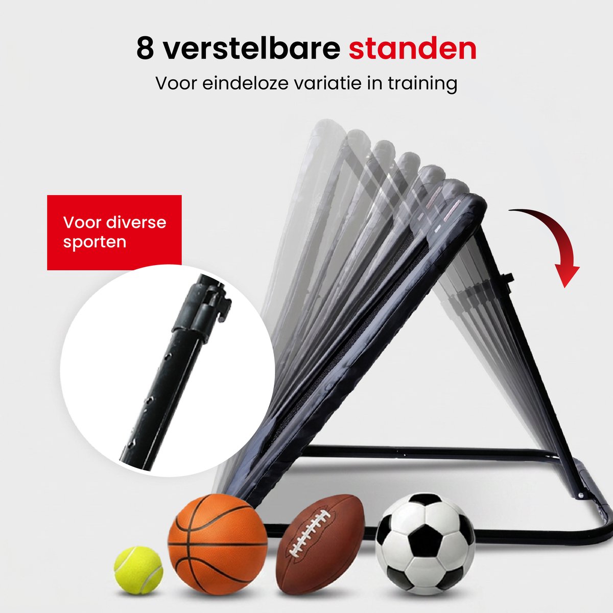 HitIt SPORTS® Rebounder Voetbal - Voetbal Spullen Trainingsmateriaal 124x124cm - Mini Trampoline Kinderen & Volwassenen - Inklapbaar Tennisnet - Volleybal Korfbal - Voetbal Trainingsmateriaal — afbeelding 2