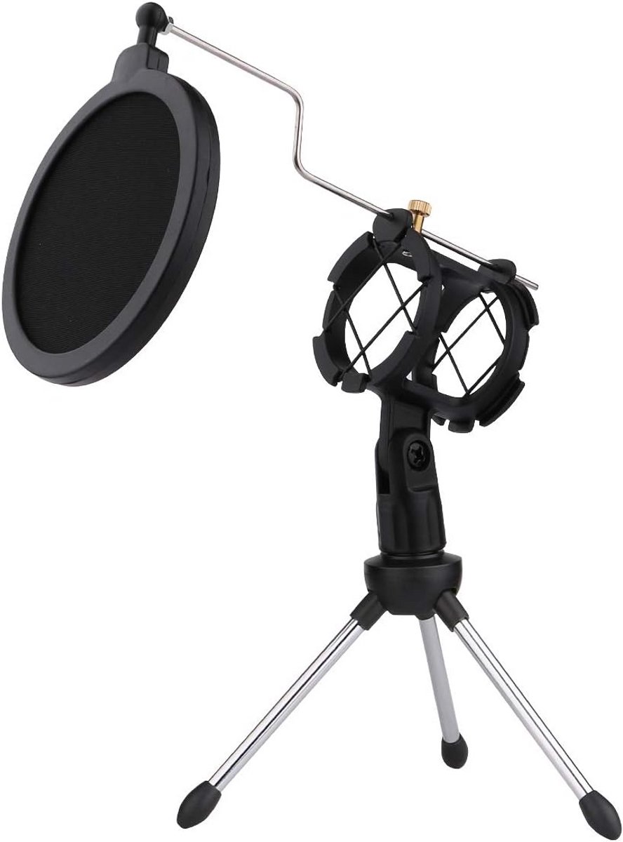Microfoon Statief met Popfilter en Schokdemper - USB Microfoonhouder voor Podcast, Streaming en Vergaderen
