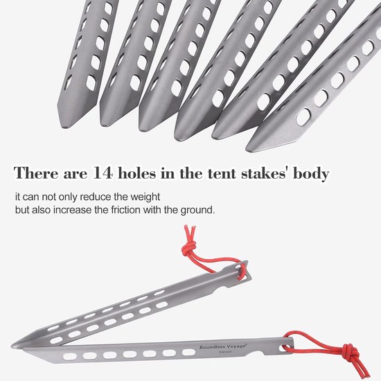Titanium haringen ultralicht voor camping tenten - 6/8/12 stuks Tent pegs — afbeelding 3