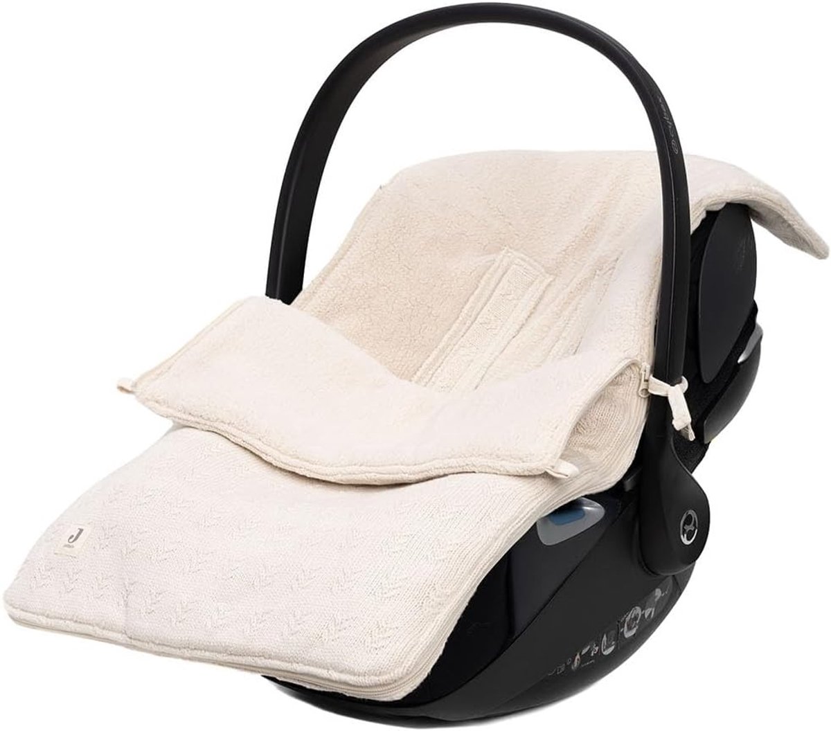 Universele Voetenzak Gebreid Katoen Fleece Voering voor Maxi Cosi en Kinderwagen - Licht Beige