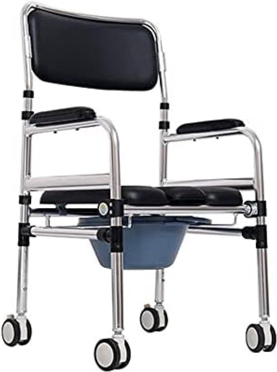 Draagbare Commode Stoel - Rolstoel Douchestoel - Ouderen Ondersteunen - Verstelbare Hoogte - 56 x 56 x 95 cm - Grijs